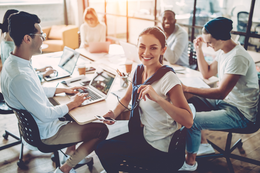 Young People Work In Modern Office